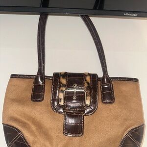 Brown and Tan Women's Y2k shoulder Bag - JLo Glow